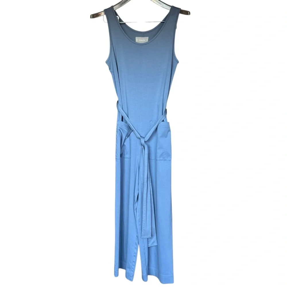 Everlane The Luxe Cotton‎ Tank Blue Jumpsuit w/ Pockets Sz XS